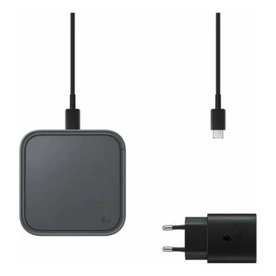 CARGADOR INALAMBRICO SAMSUNG MAX 15W COMBO + CABLE - COVER COLOR GRIS - 1