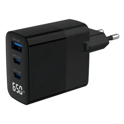 CARGADOR MULTIPUERTO CARGA RAPIDA 65W CON CABLE USB-C MASTER G COLOR NEGRO - 1