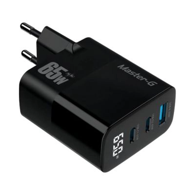 CARGADOR MULTIPUERTO CARGA RAPIDA 65W CON CABLE USB-C MASTER G COLOR NEGRO - 3
