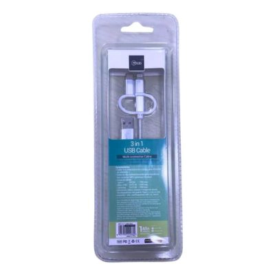 CABLE USB 3 EN 1 MLAB 1M IPHONE MICRO USB-C TRENZADO COLOR GRIS - 2