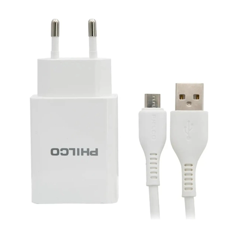 CARGADOR PHILCO 2.1A DOBLE USB CON CABLE +MICRO USB - 1