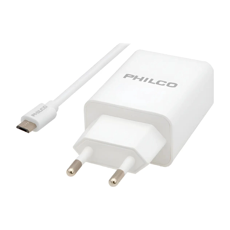 CARGADOR PHILCO 2.1A DOBLE USB CON CABLE +MICRO USB - 3