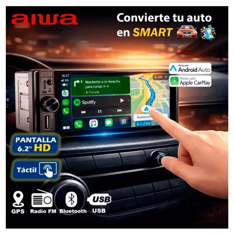 RADIO VEHICULO AIWA AW-W470C ANDROID BLUETOOTH - 3