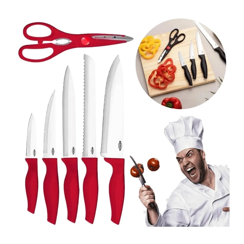 JUEGO DE CUCHILLOS CROSS PARA COCINA BRINOX 2556-370 ROJO - 1
