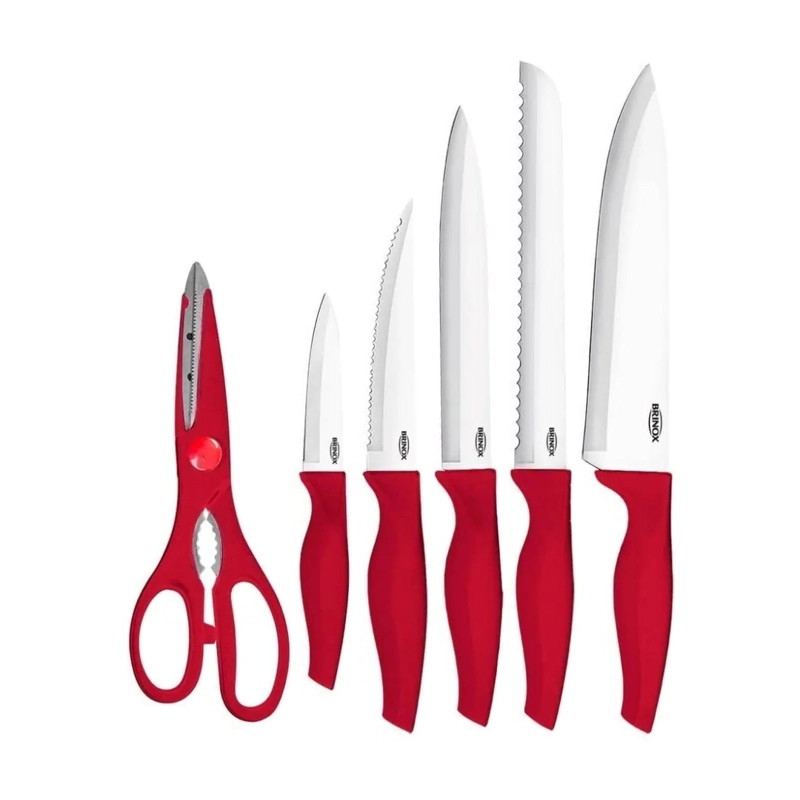 JUEGO DE CUCHILLOS CROSS PARA COCINA BRINOX 2556-370 ROJO - 3