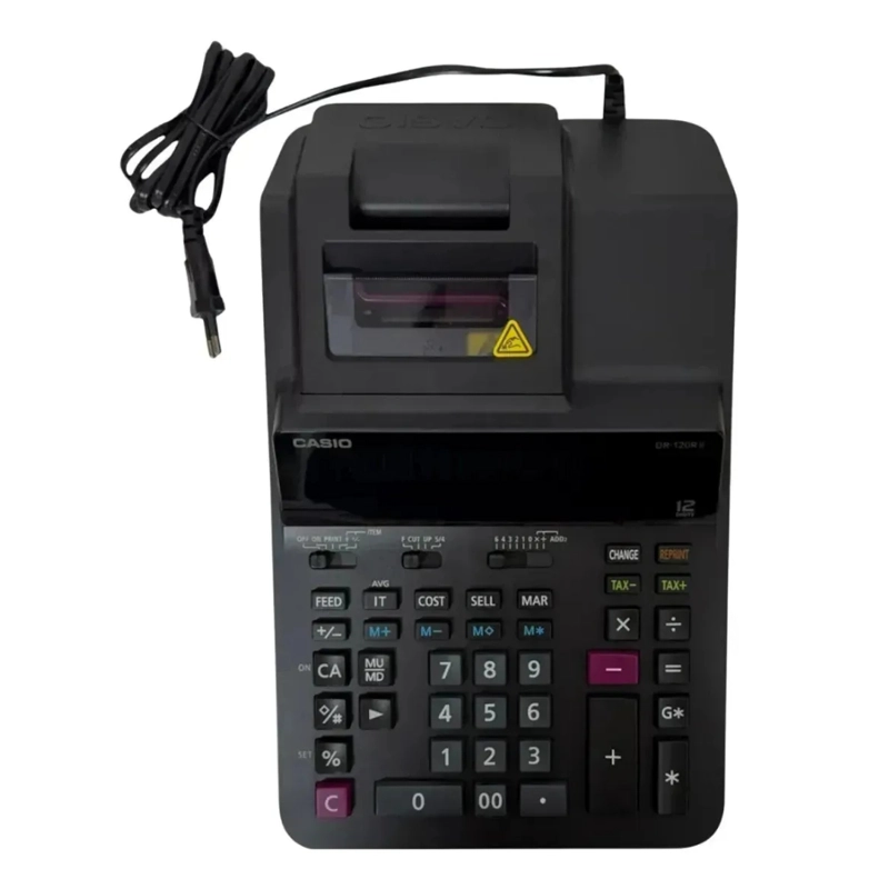 CALCULADORA CASIO DR-120R II CON IMPRESORA 12 DIGITOS NEGRO - 2
