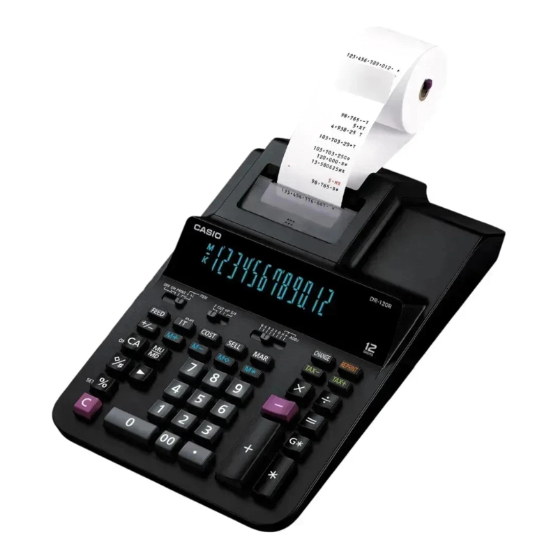 CALCULADORA CASIO DR-120R II CON IMPRESORA 12 DIGITOS NEGRO - 3