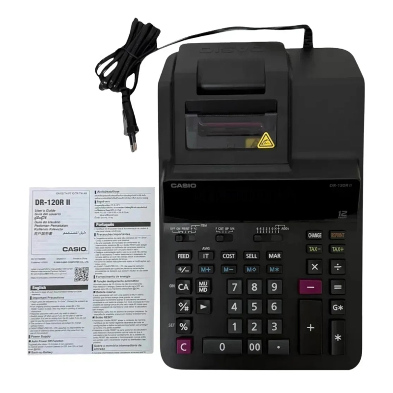 CALCULADORA CASIO DR-120R II CON IMPRESORA 12 DIGITOS NEGRO - 4