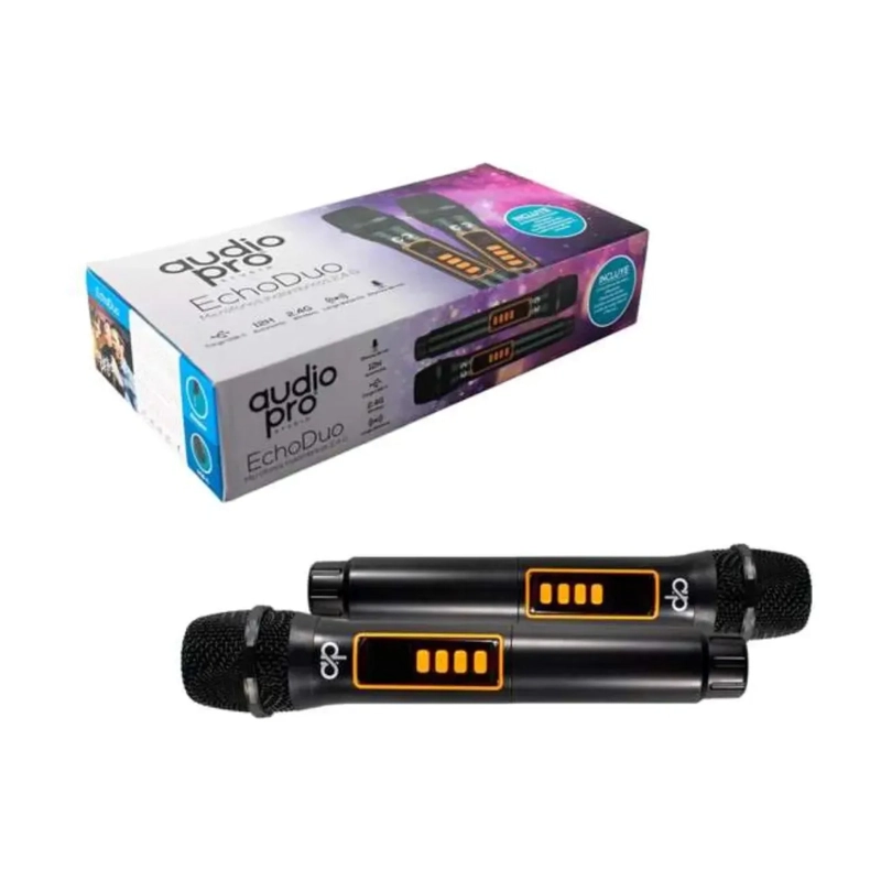 SET 2 MICROFONOS VOCALES INALAMBRICOS RECARGABLES AUDIOPRO NEGRO AP02116 - 3