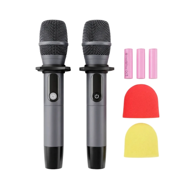 MICROFONOS PACK X2 INALAMBRICOS AIWA METALICOS AW-MK108 NEGRO - 4
