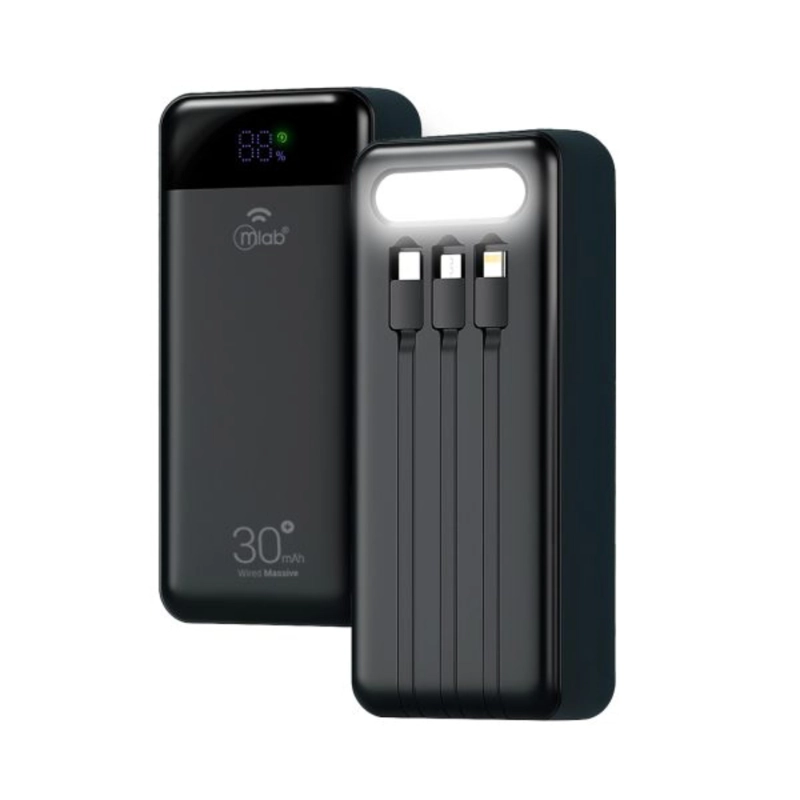 CARGADOR POWER BANK MICROLAB WIRED MASSIVE 30.000MAH 9666 - 2