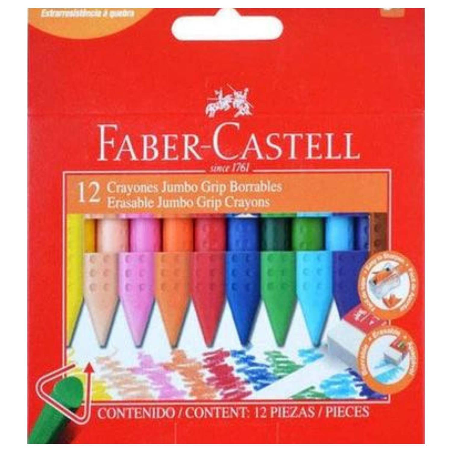 ESTUCHE FABER-CASTELL CRAYONES 12 UNIDADES GRIP JUMBO - 1