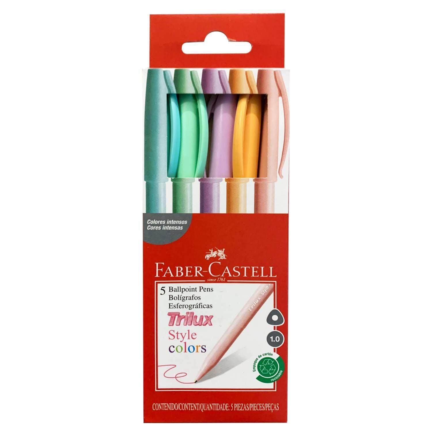 CAJA BOLÍGRAFOS TRILUX STYLE FABER CASTELL (5 COLORES PASTEL) - 1