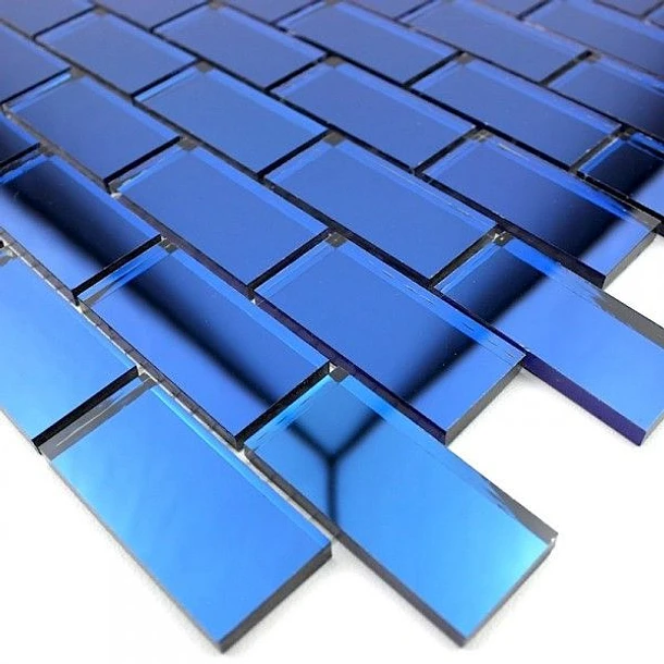 PEGATINA MOSAICO 3D TIPO ESPEJO 30X30 AZUL - 1