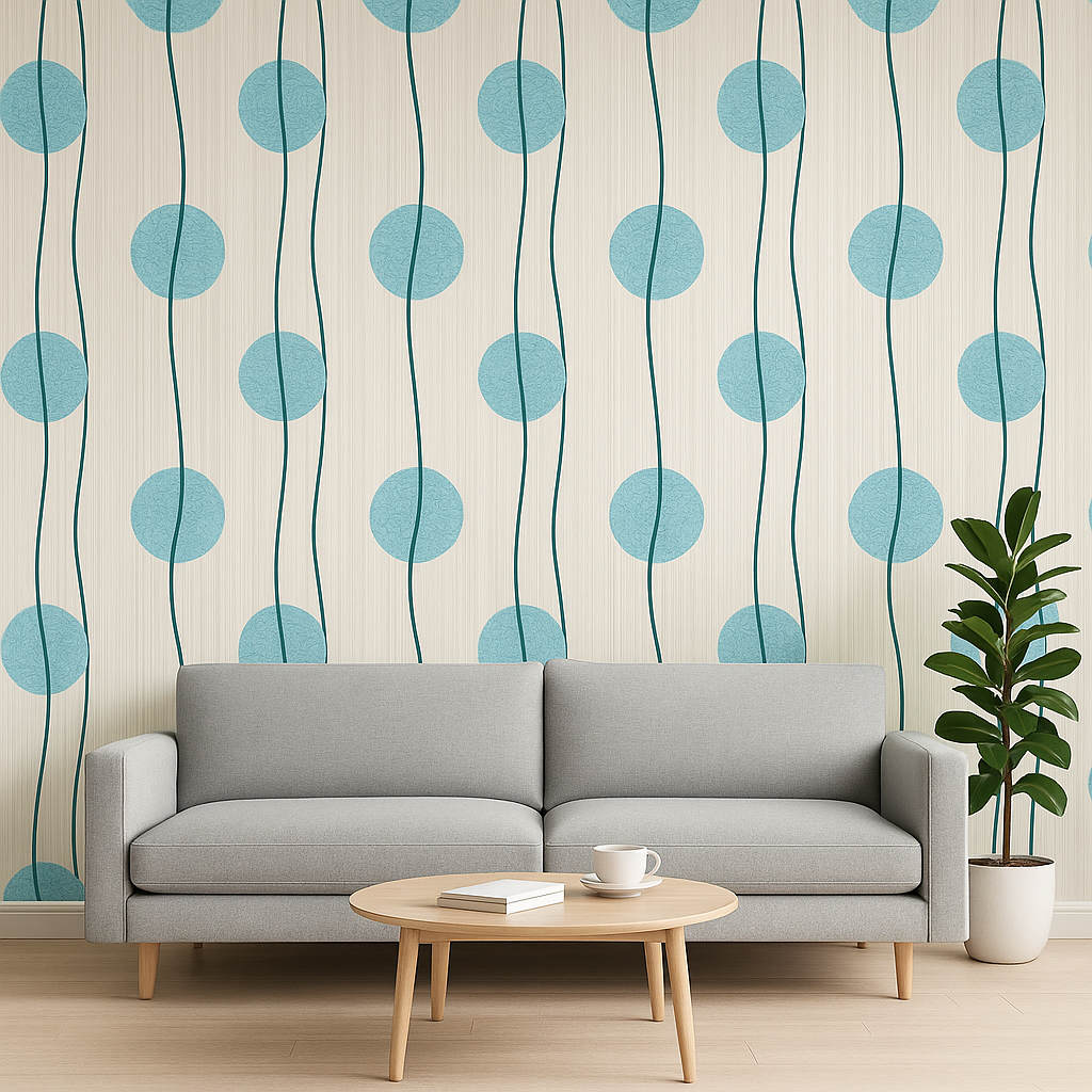 PAPEL MURAL - ONDAS Y CIRCULOS CELESTE - 2