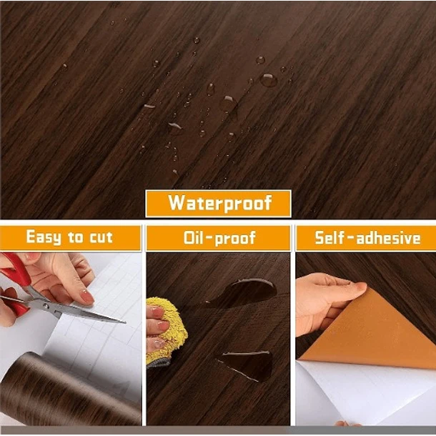 1 PAPEL MURAL AUTOADHESIVO ROLLO 10MT X 60CM TEXTURIZADO MADERA - 1