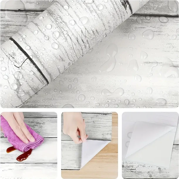 PAPEL MURAL MADERA BLANCAS - 1