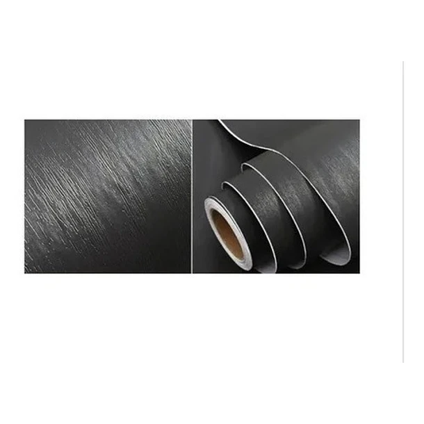 PAPEL MURAL PVC NEGRO CON TEXTURA DE MADERA PACK 3 ROLLOS - 1