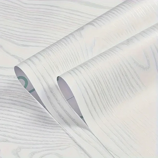 PAPEL MURAL PVC TEXTURIZADO BLANCO FORMA DE MADERA 10 X 60 - 1