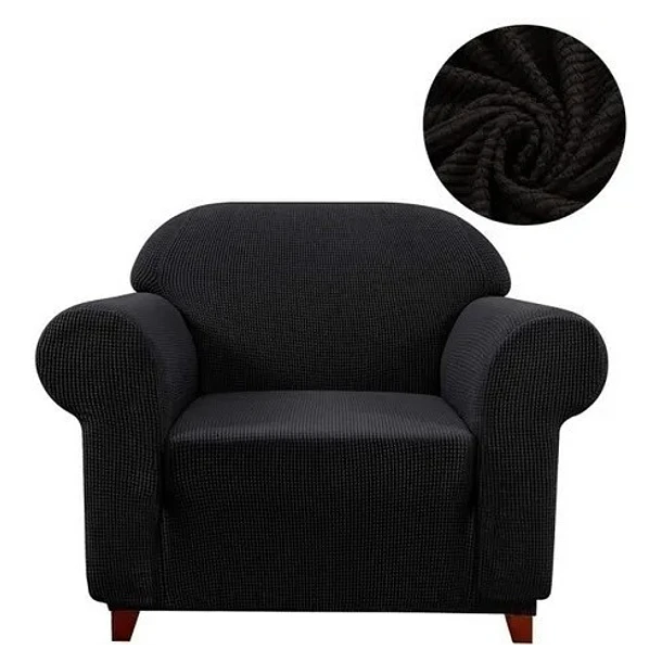 CUBRE SOFA PROTECTOR POLTRONA 1 CUERPO TELA GRUESA CUADRILLE COLOR NEGRO - 1