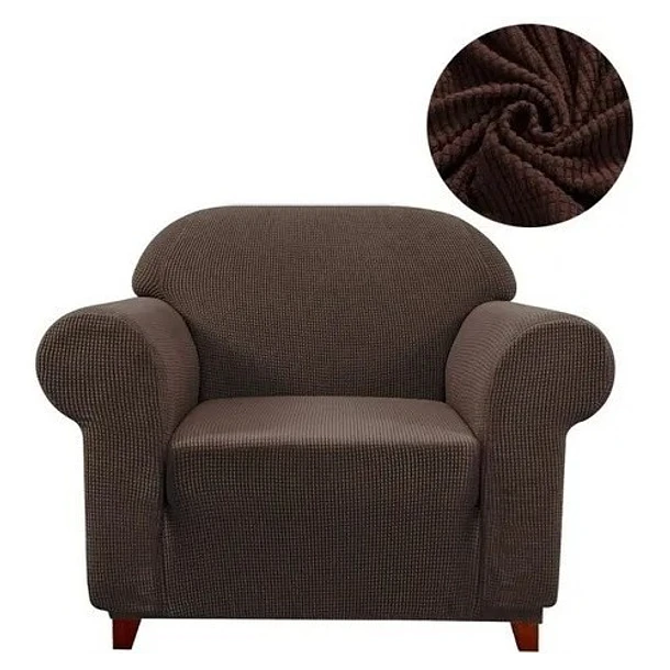 CUBRE SOFA PROTECTOR POLTRONA 1 CUERPO TELA GRUESA CUADRILLE COLOR MARRON - 1