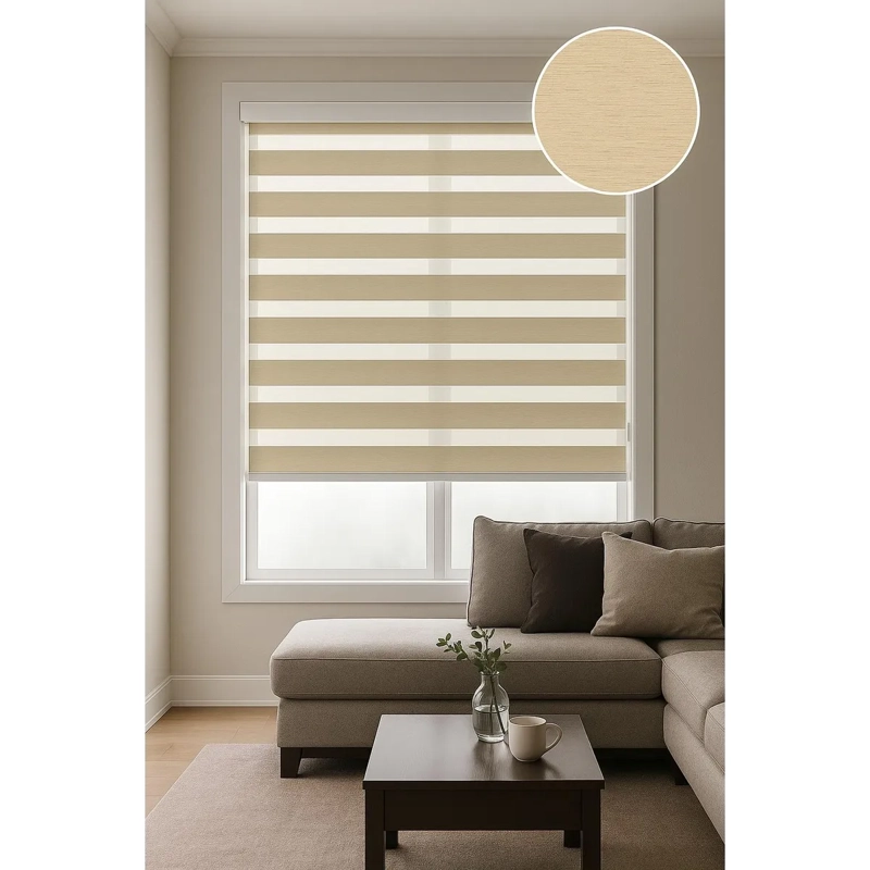 Cortina Roller Dúo Día y Noche Zebra Beige 180x180 cm - 2