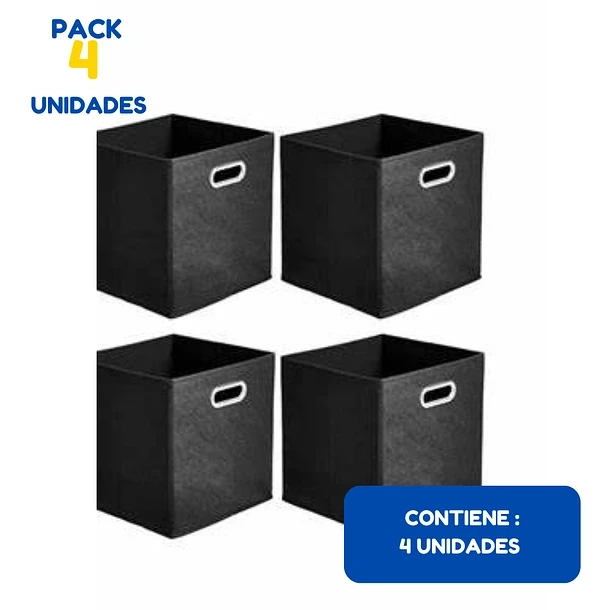 4 CAJAS ASAS ORGANIZADOR DE TELA PLEGABLES CUBOS , CONTENEDORES PLEGABLES DE TELA - 1