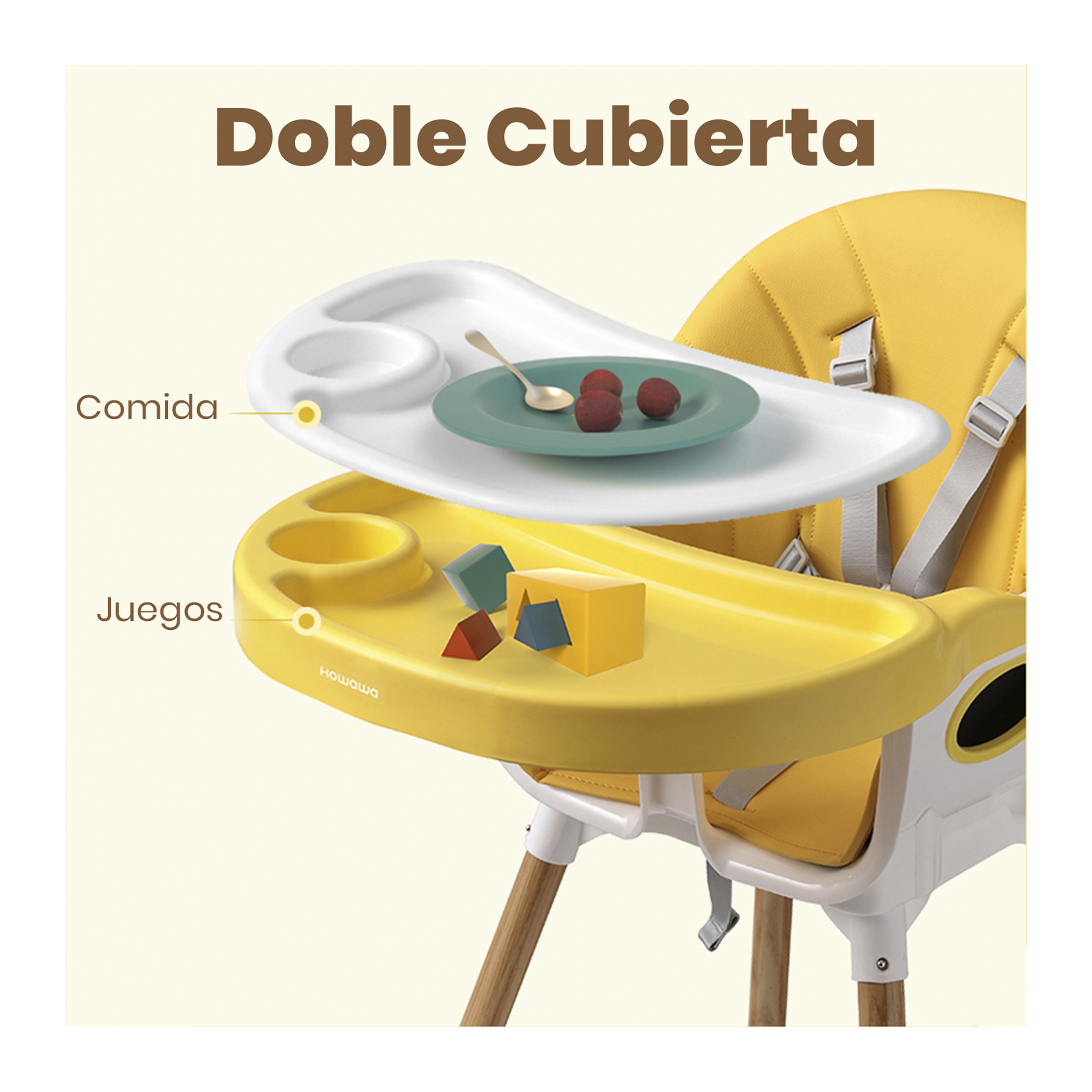 SILLA COMER BEYAI 2 ALTURAS CUBIERTAS CAMBIABLES Y CINTURÓN SEGURIDAD VERDE - 2