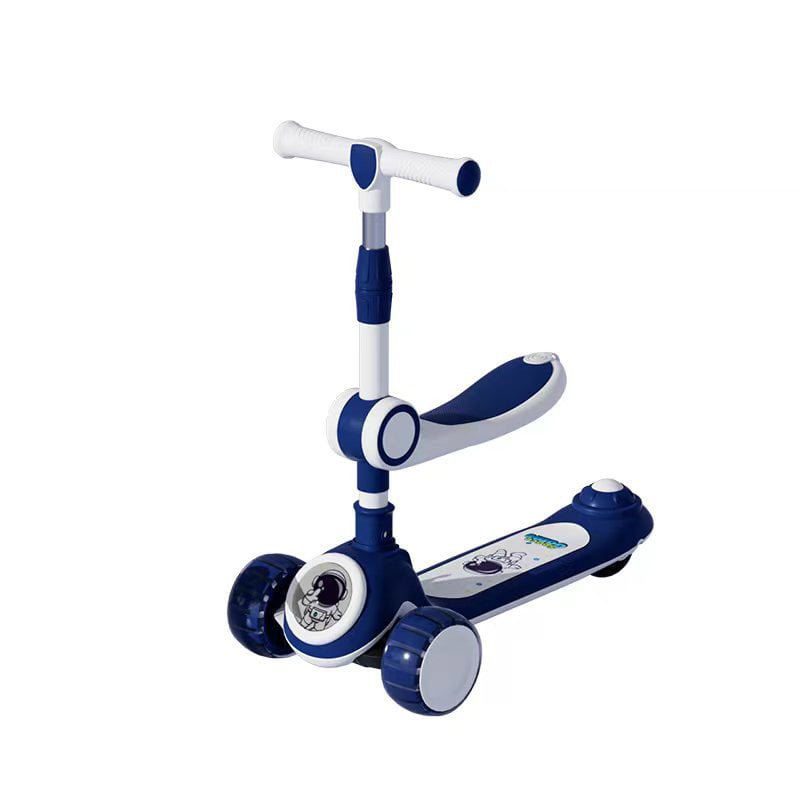 SCOOTER 2 EN 1, RUEDA CON LUZ Y SONIDO, SPACEMAN AZUL - 1