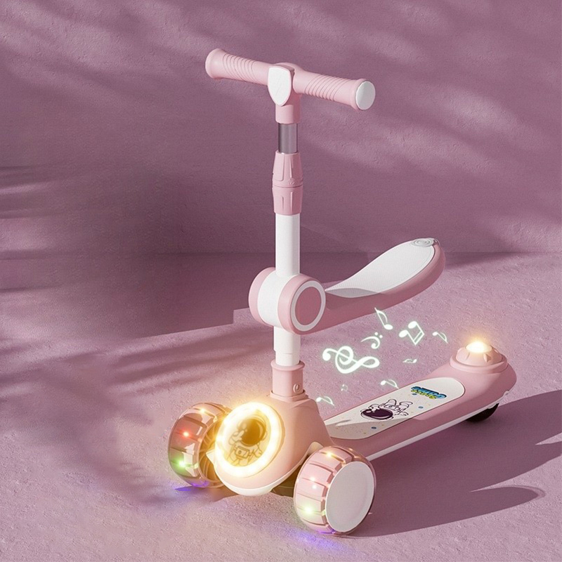 SCOOTER 2 EN 1, RUEDA CON LUZ Y SONIDO, SPACEMAN ROSADO - 5