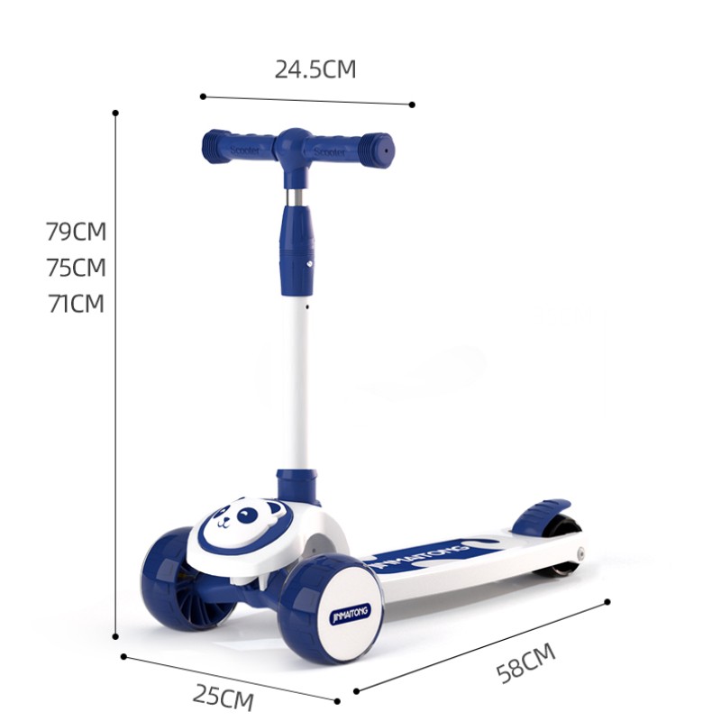 SCOOTER BEYAI INFANTIL PREMIUM OSO PANDA RUEDA CON LUCES AZUL - 2