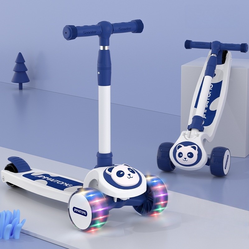 SCOOTER BEYAI INFANTIL PREMIUM OSO PANDA RUEDA CON LUCES AZUL - 6