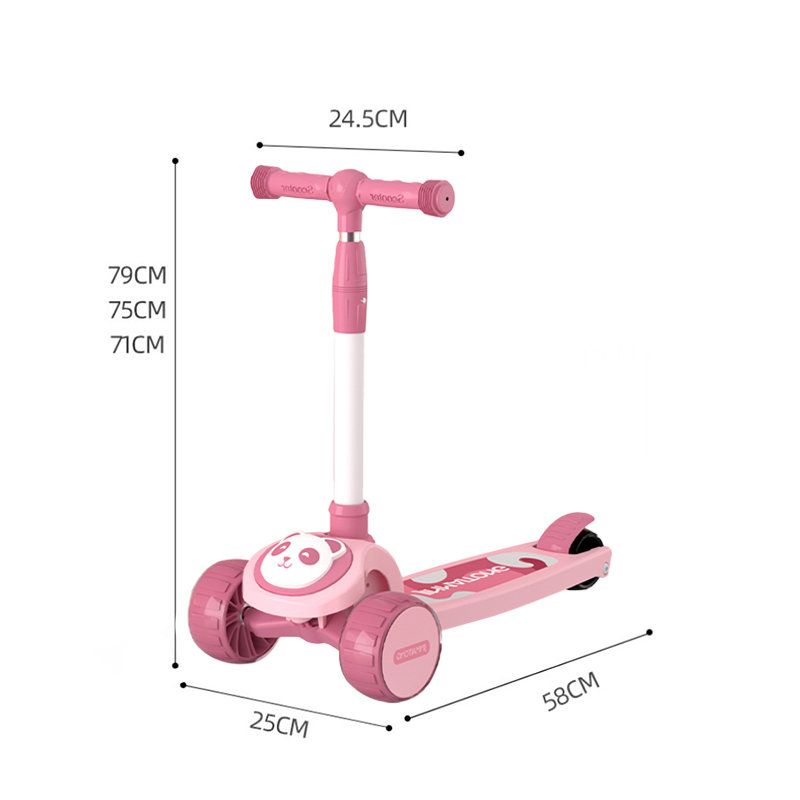 SCOOTER BEYAI INFANTIL PREMIUM OSO PANDA RUEDA CON LUCES ROSADO - 2