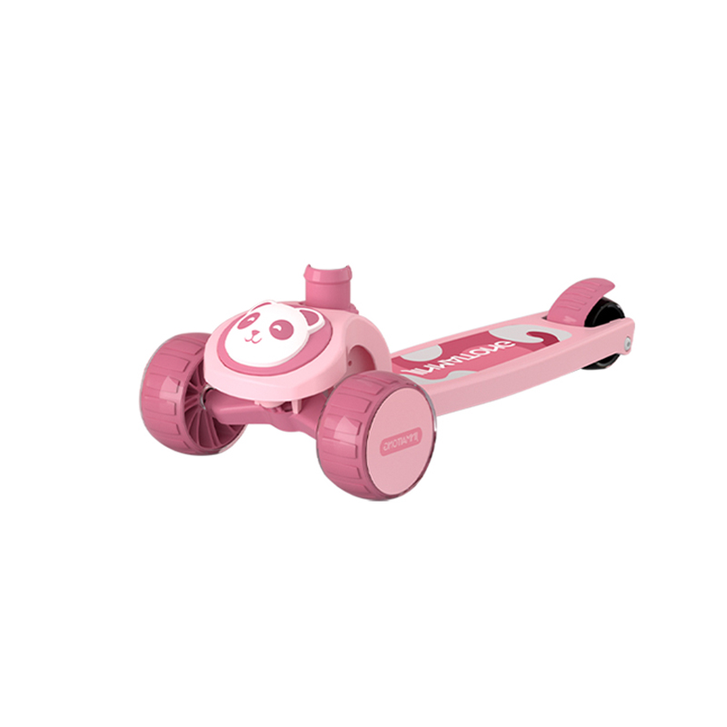 SCOOTER BEYAI INFANTIL PREMIUM OSO PANDA RUEDA CON LUCES ROSADO - 3
