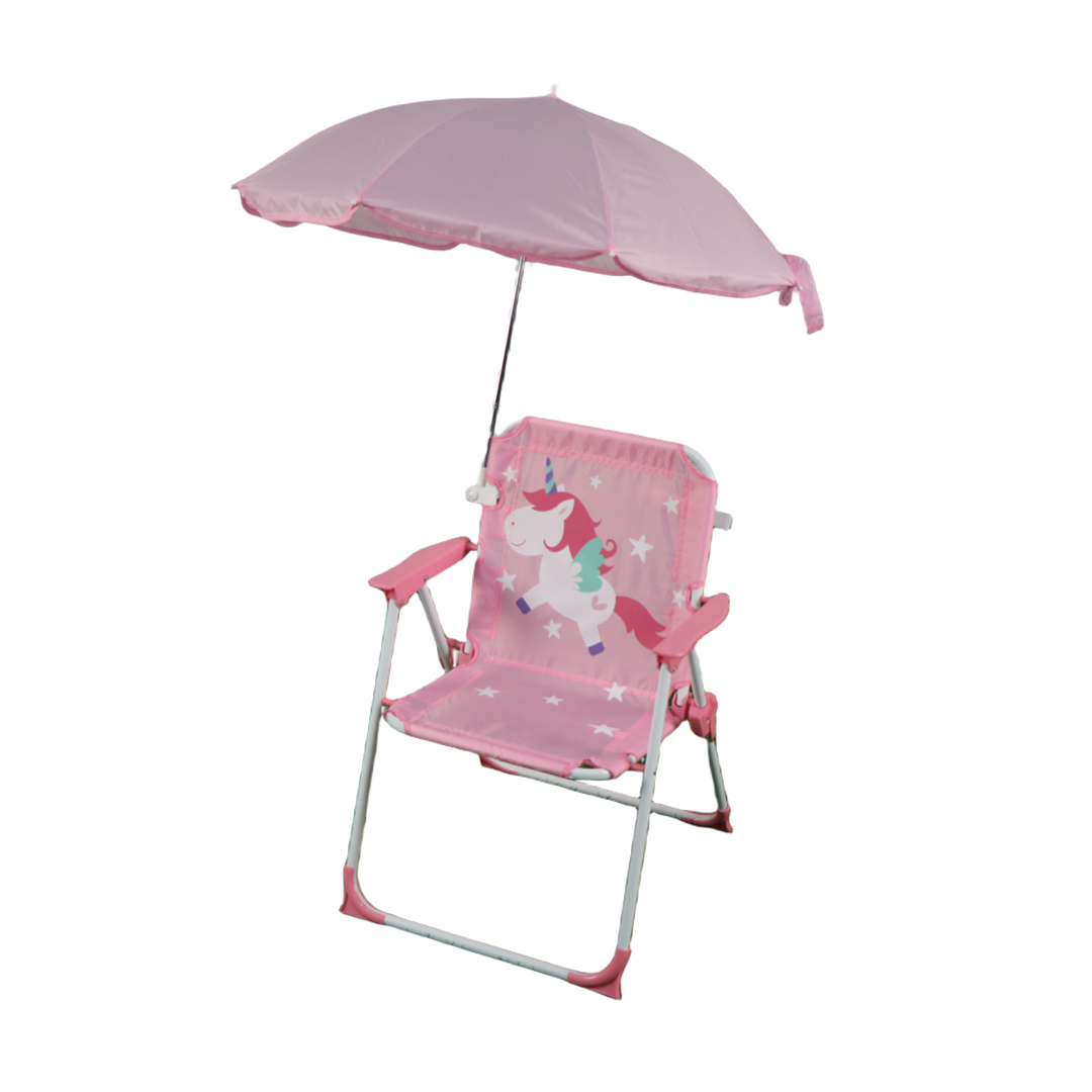 SILLA PLEGABLE BEYAI CAMPING ANIMALES NIÑOS CON SOMBRILLA CABALLITO ROSA - 2