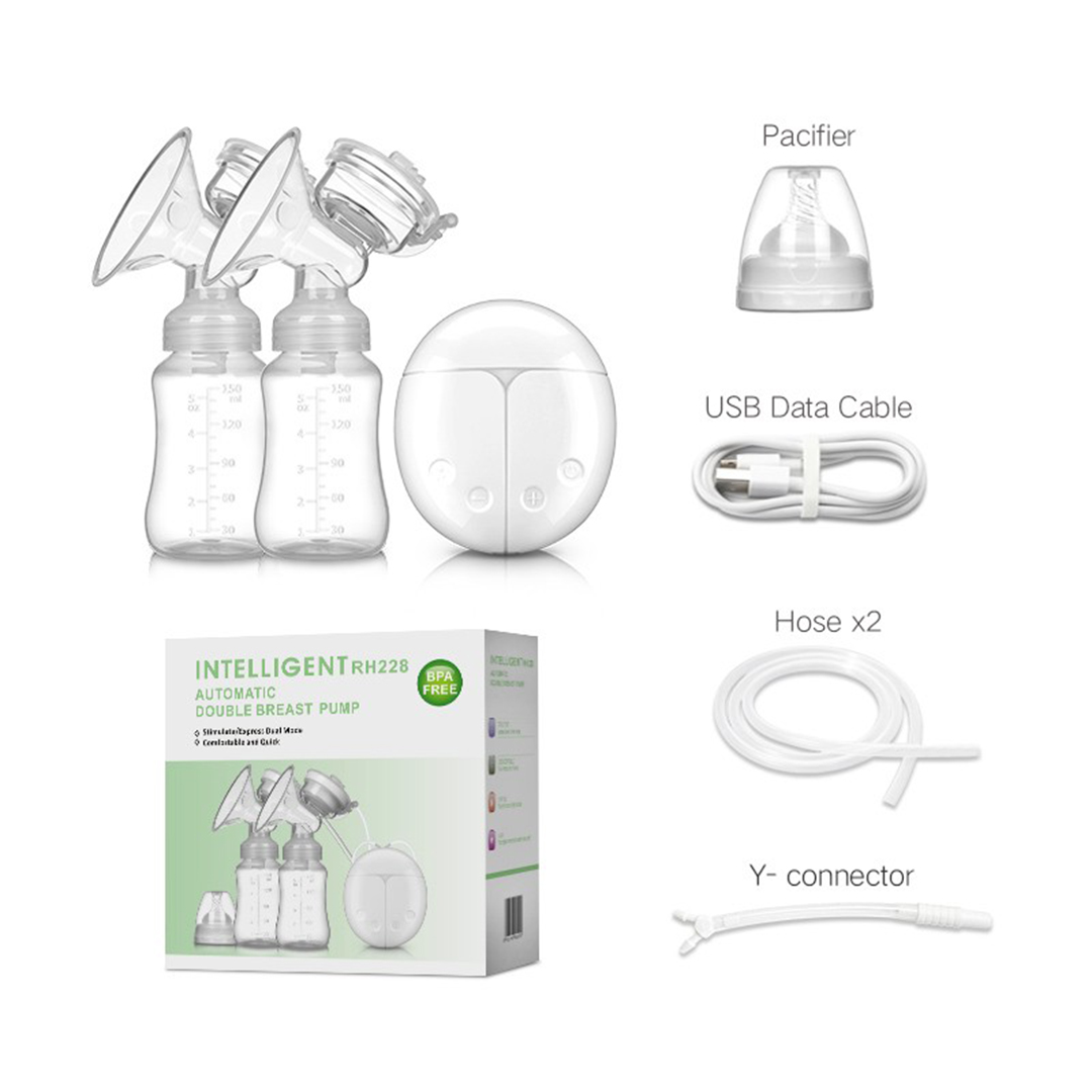 SET BEYAI BLANCO 2 UNIDADES DE EXTRACTOR DE LECHE MATERNA ELÉCTRICO DOBLE USB 150ML - 2