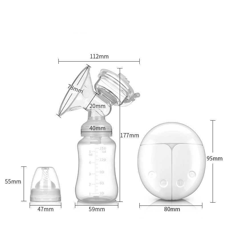 SET BEYAI BLANCO 2 UNIDADES DE EXTRACTOR DE LECHE MATERNA ELÉCTRICO DOBLE USB 150ML - 3