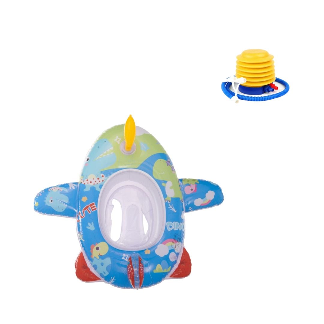 FLOTADOR BEYAI PISCINA AVIÓN CON LANZADOR AGUA Y ASIENTO AZUL - 2