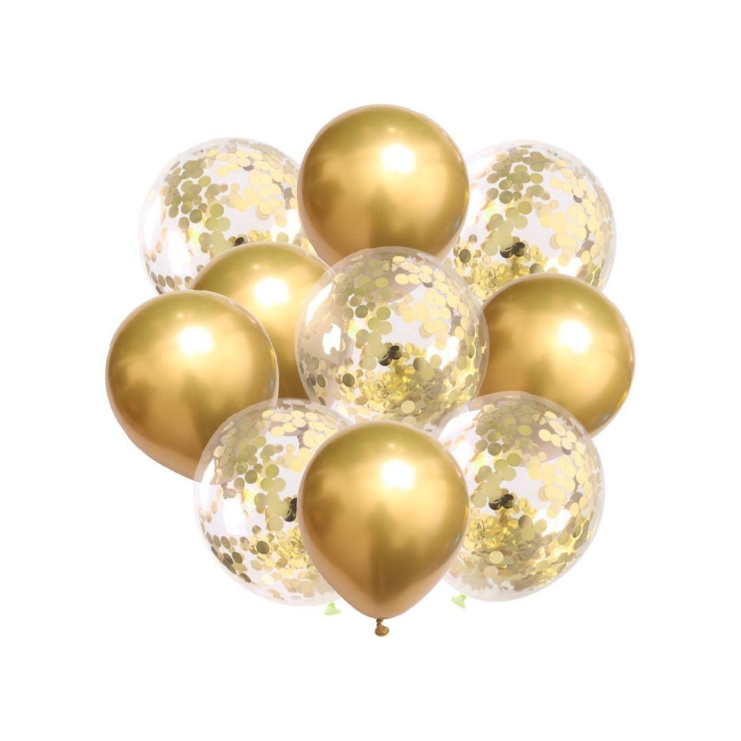 SET BABYLUNA 12 GLOBO PREMIUM FIESTAS MÁS INFLADOR DORADO - 1