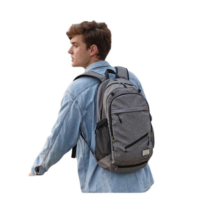 MOCHILA BABYLUNA GRIS IMPERMEABLE CON CARGA USB Y MALLA PORTA BALÓN - 6
