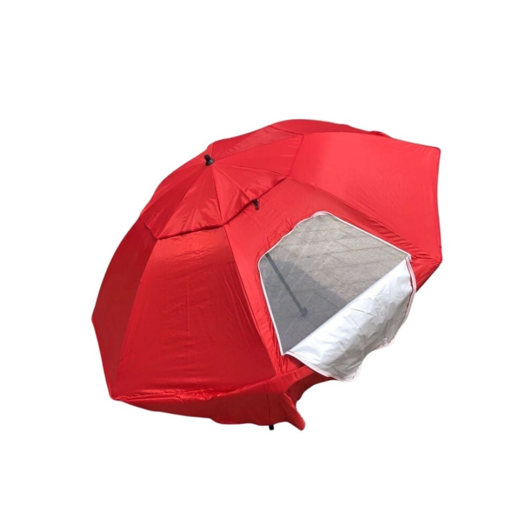 SOMBRILLA Y PARAVIENTO IMPERMEABLE CON PROTECCIÓN UV PARA PLAYA O CAMPING ROJO | Rojo - 2