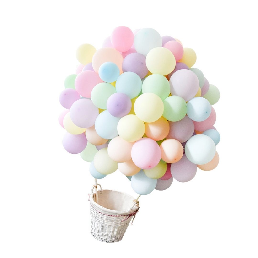 PACK X100 GLOBO BABYLUNA MACARÓN FIESTAS O CUMPLEAÑOS CON INFLADOR - 1