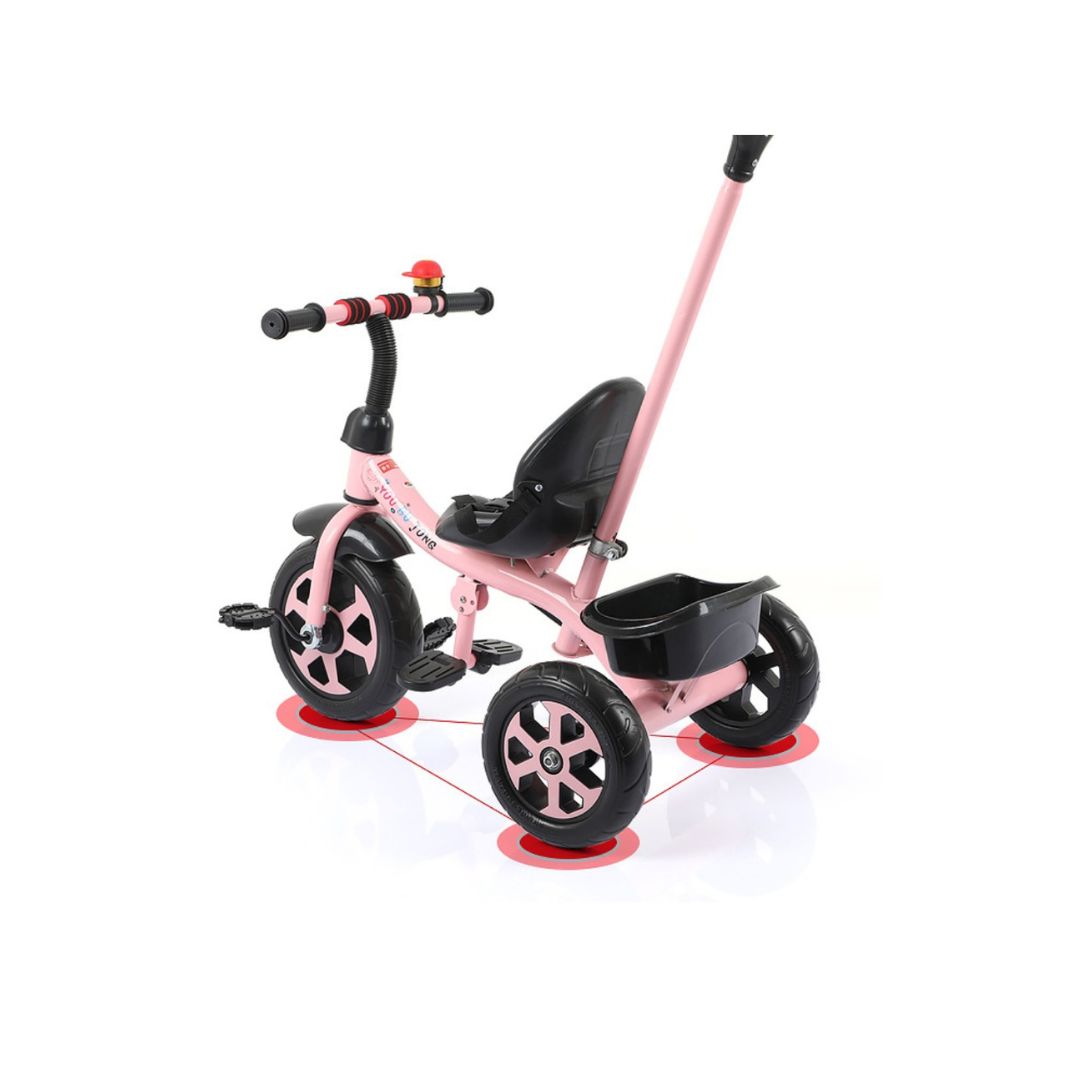 TRICICLO BICICLETA 2 EN 1 METÁLICO PARA NIÑOS ROSADO - 3