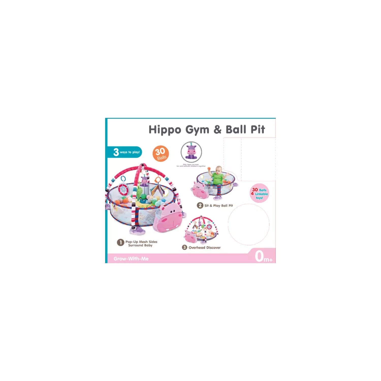 GIMNASIO CENTRO DE JUEGOS PARA BEBÉ Y PISCINA PELOTAS HIPPO - 5