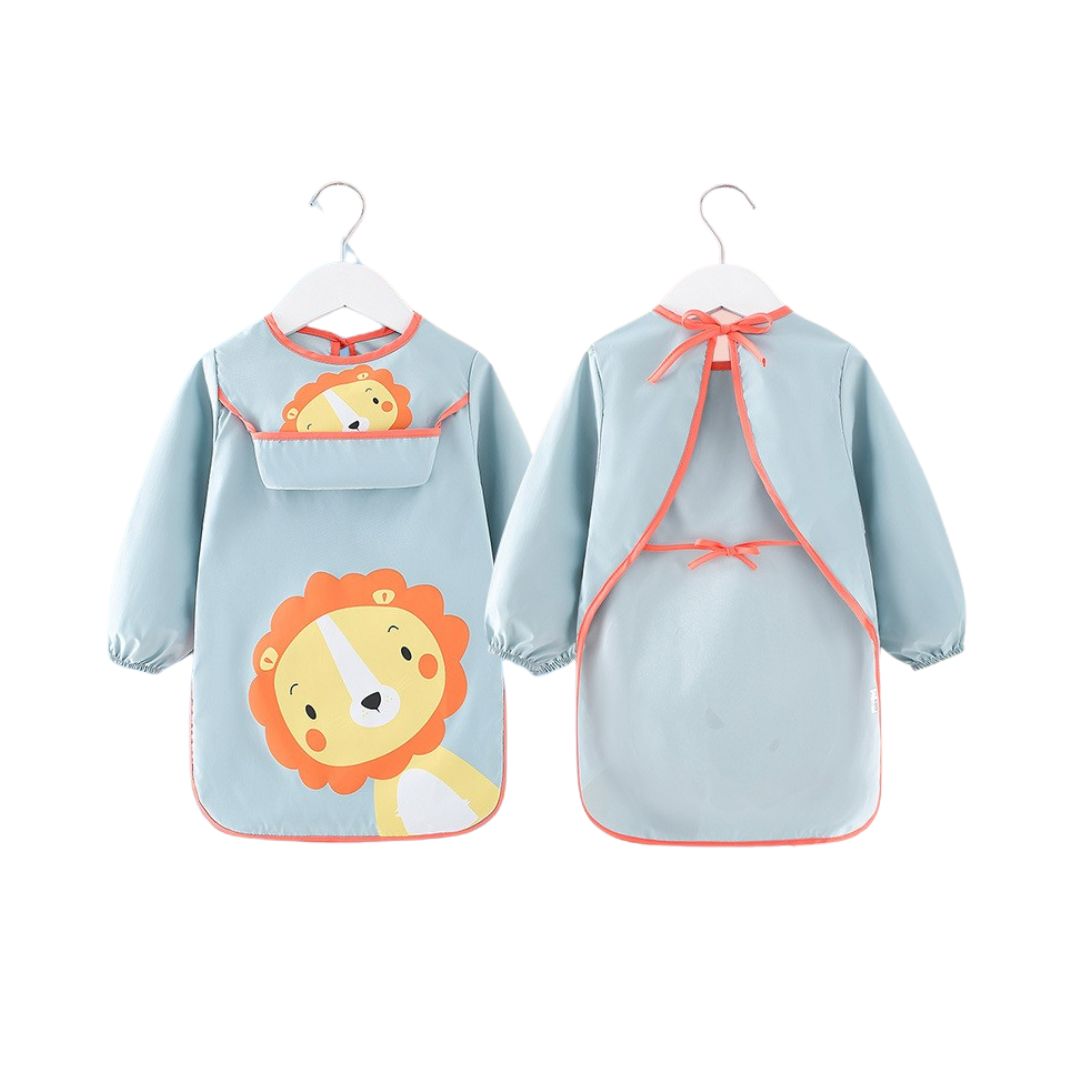 DELANTAL BABYLUNA BABERO LARGO IMPERMEABLE NIÑOS CELESTE - 3