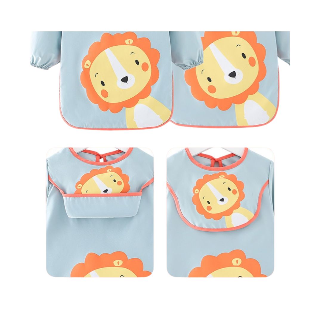 DELANTAL BABYLUNA BABERO LARGO IMPERMEABLE NIÑOS CELESTE - 4