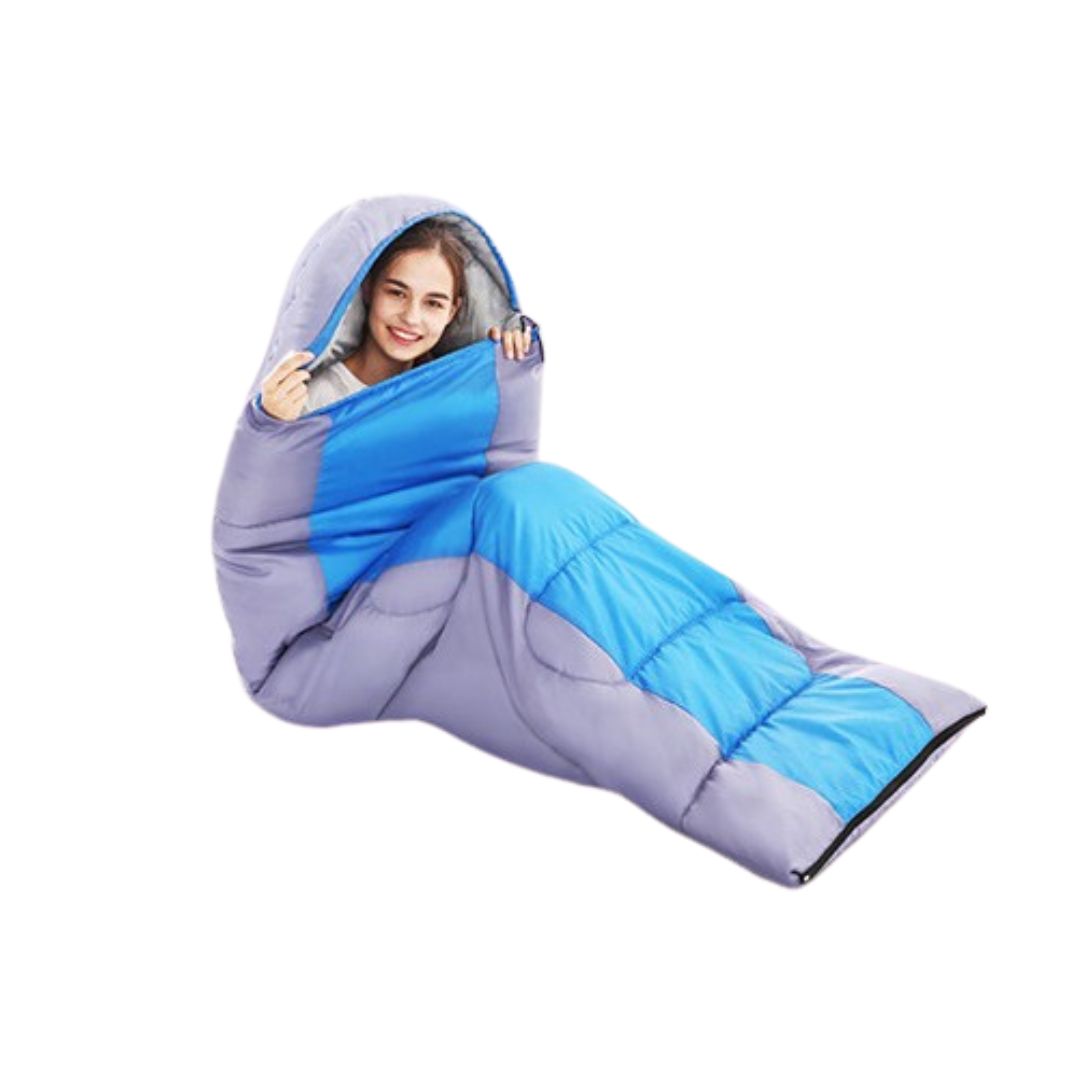SACO DE DORMIR BABYLUNA CAMPING 1800G CON GORRO PLAYA CABAÑA ALGODÓN AZUL - 3