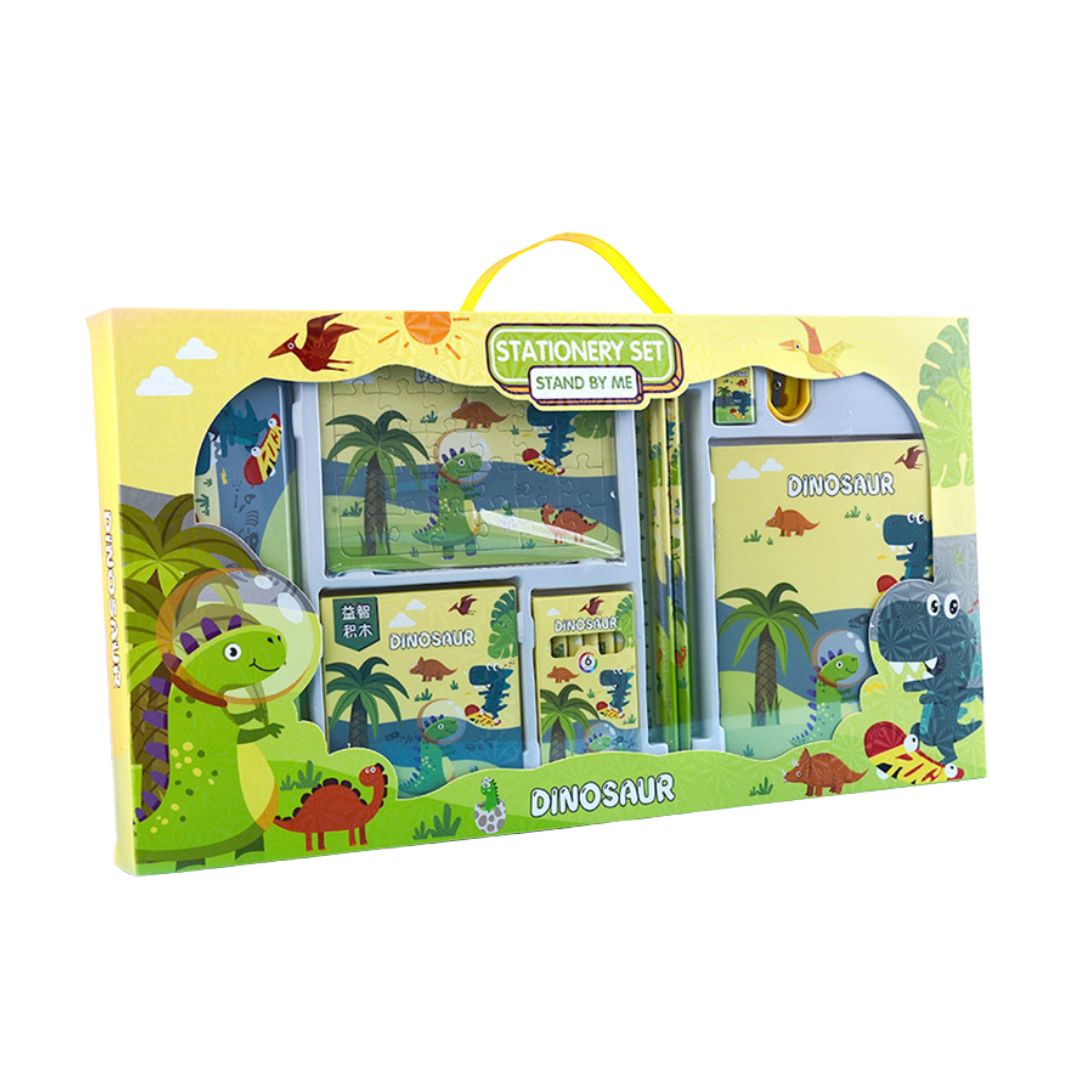 KIT 15 MATERIALES ESCOLARES BABYLUNA ESTUCHE CUADERNO. DINO - 1