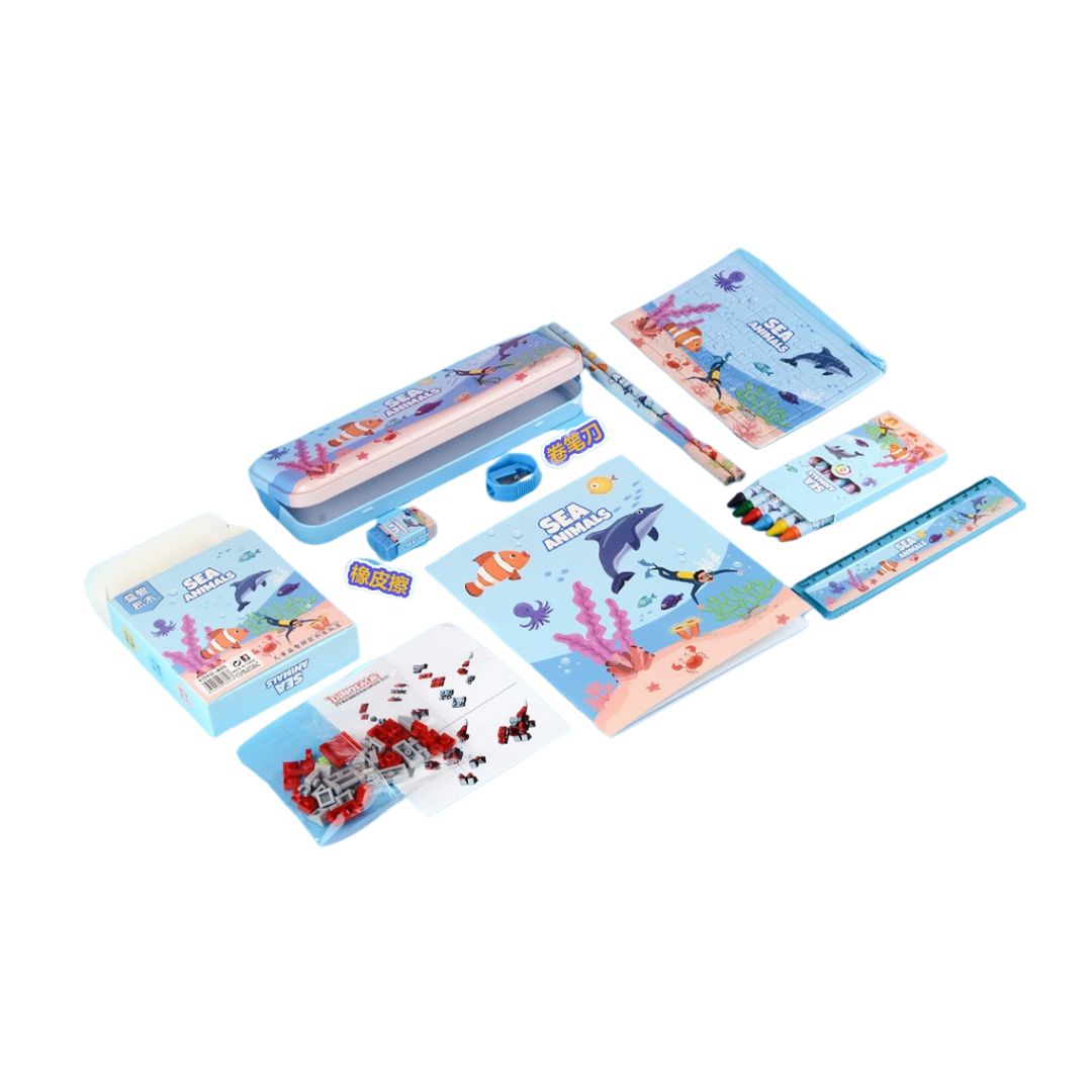 KIT 15 MATERIALES ESCOLARES BABYLUNA ESTUCHE CUADERNO. DINO - 2