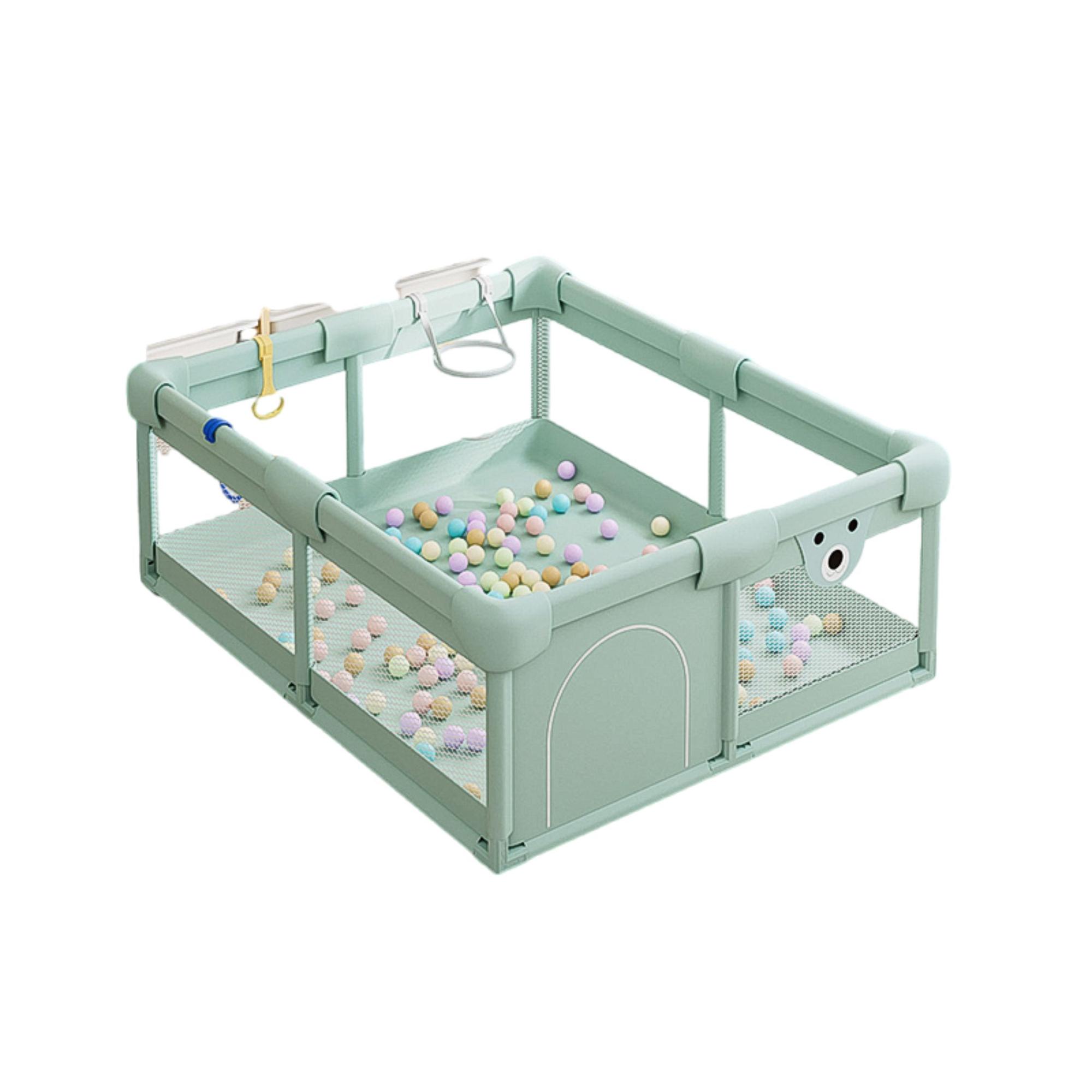 CORRAL BABYLUNA GIMNASIO JUEGO BEBÉ CON ALFOMBRA Y JUEGOS 150*180*65 CM VERDE - 2